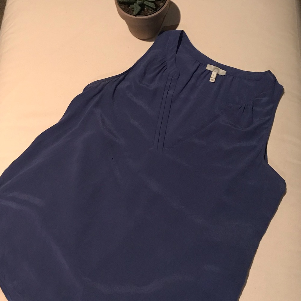 Joie Blue Sleeveless Silk Top S